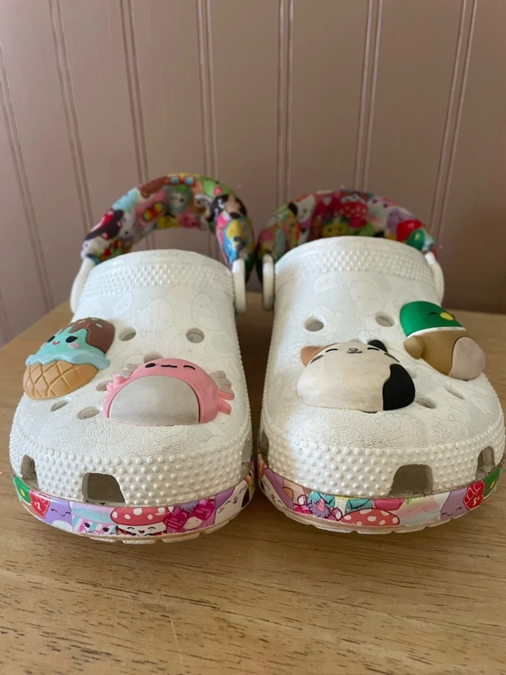 Squishmallows Crocs Youth Classic Clog - White / Multicolor, Padded Strap; Y 12